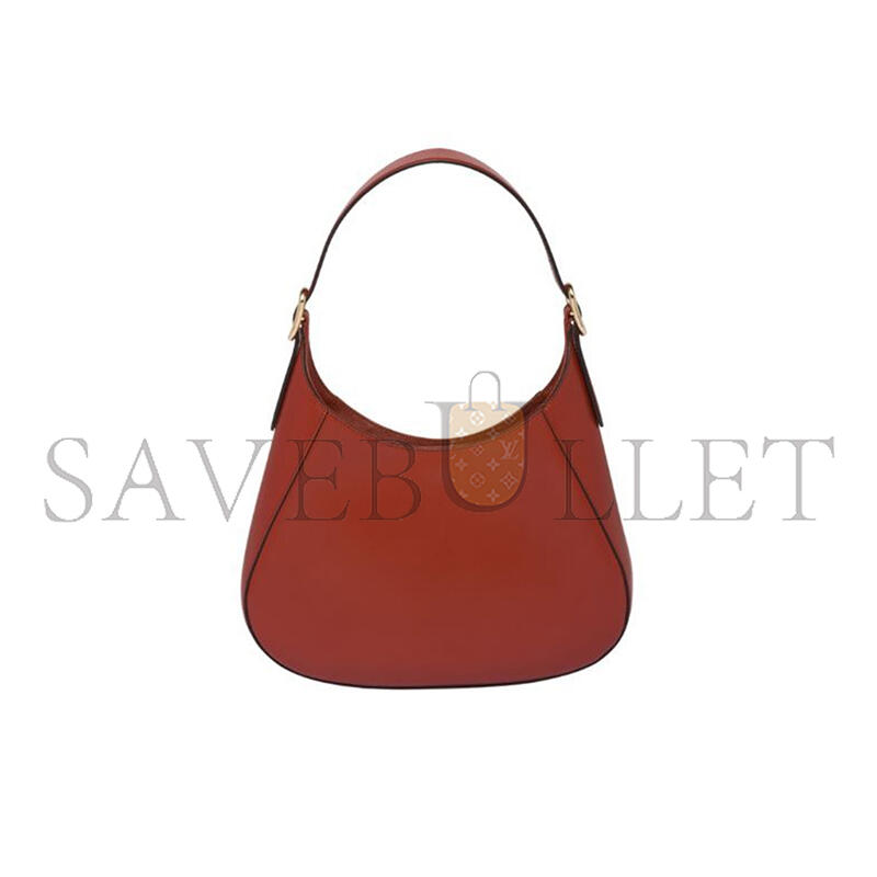 PRADA LEATHER SHOULDER BAG WITH ENAMELED METAL TRIANGLE LOGO AND METAL HARDWARE BERRY 1BC179 (26*19*5cm) 